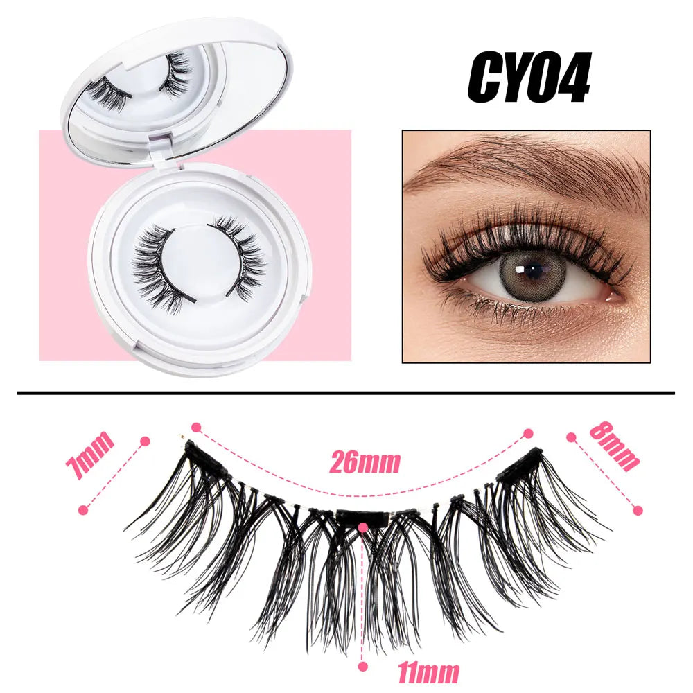 VYRILA 2Pairs Reusable Magnetic Lashes with Magnets Tweezer No Glue Needed D Magnetic Eyelash 3-Step Press On False Eyelash