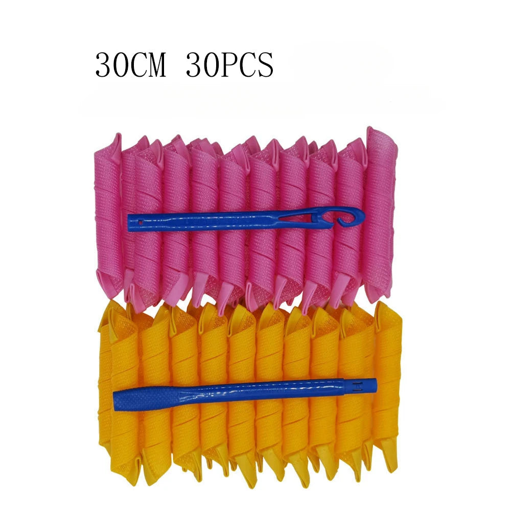30pcs Heatless Hair Curlers Set Create Bouncy Spiral Curls Without Heat Damage Safe Easy to Use Hooks for Effortless Styling Kit