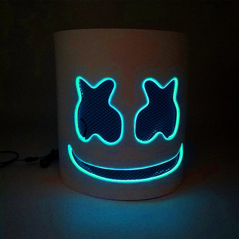 LED DJ Mask Headgear Lifelike Marshmello Mask Breathable Helmet Mask Carnival Festival Halloween Party Props Cosplay.Costume