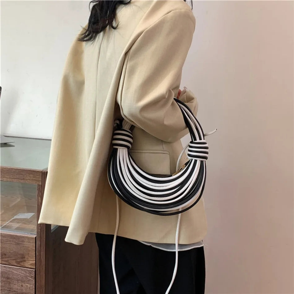 Luxury Genuine Bags Purses for Women Noodle Knot Design Dinner Wedding Party Clutch Bag High Quality Handbags Crossbody Bag2024
