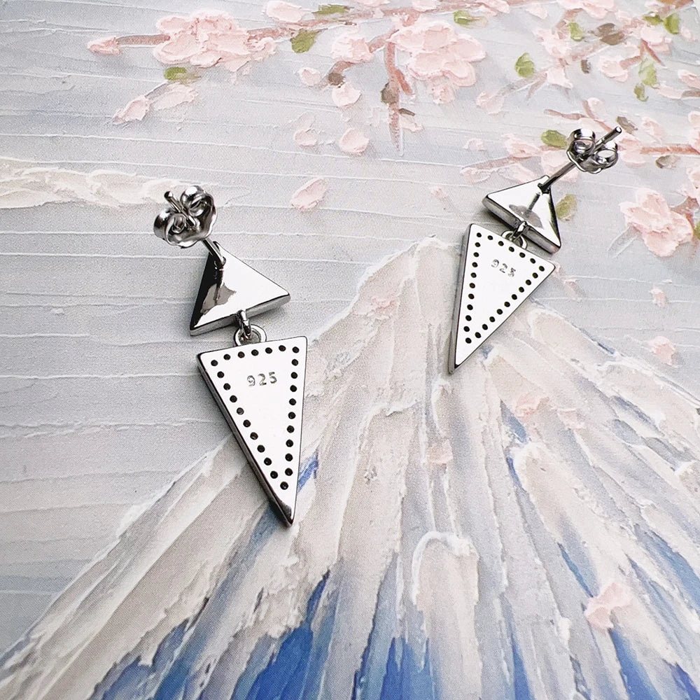 Ear Studs Triangle Geometrical Fine Jewerly For Women Winter New Trendy Gift In 925 Sterling Silver