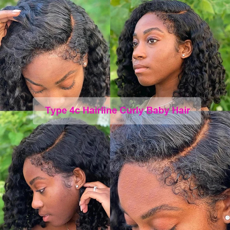 Ombre 1B/30 Colored Curly 250% Density 13x4 Water Wave HD Transparent Lace Front Kinky Edges Hairline Wig With Curly Baby Hair