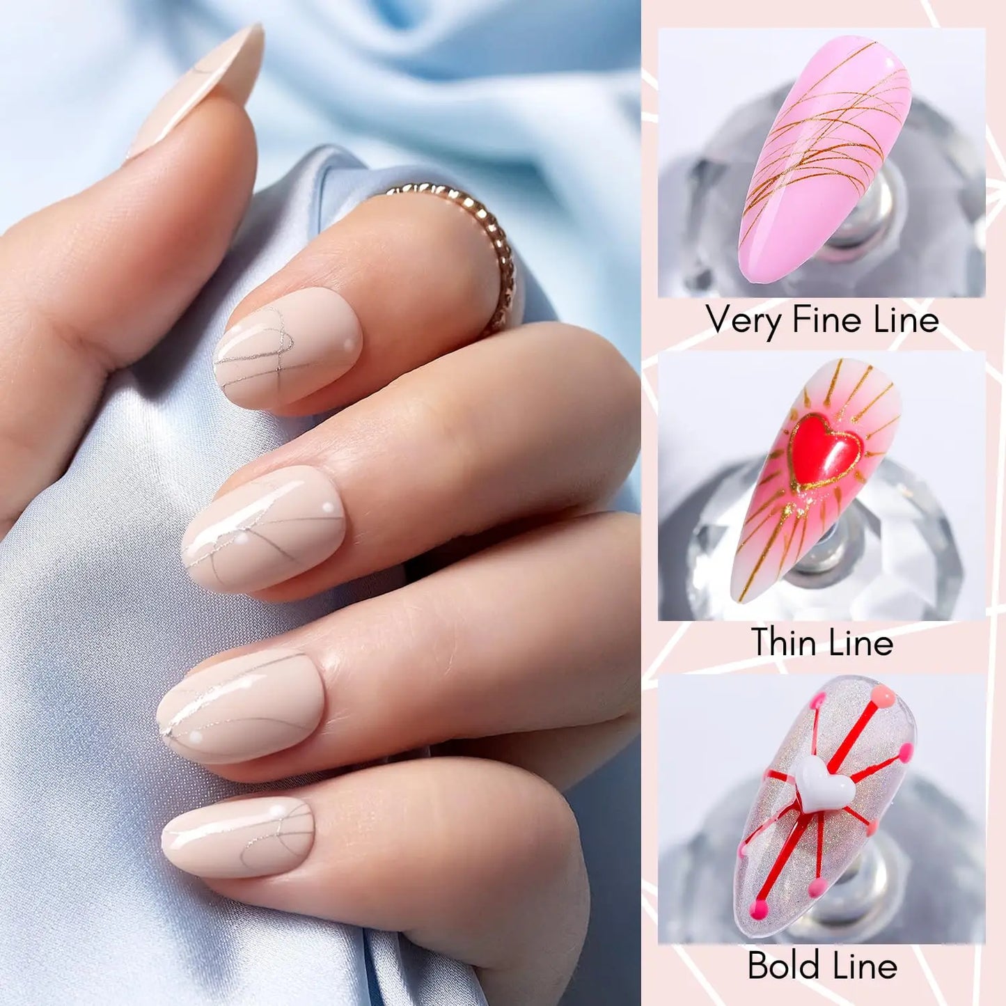 Makartt 6 Colors Spider Gel Polish for Elastic Nail Art Paint Drawing Spider Gel for Line White Black Red Rose Gold Silver
