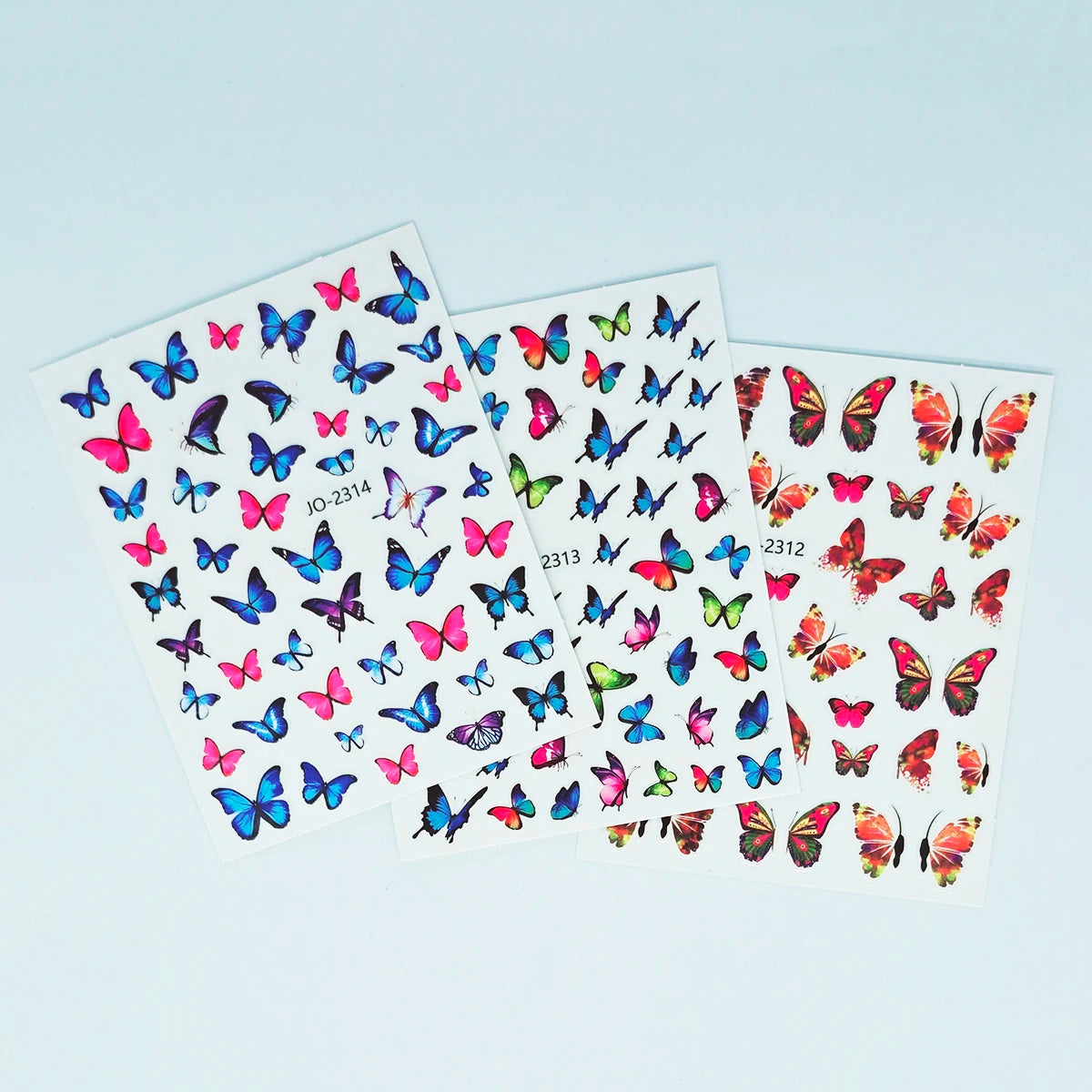 3 Sheets Colorful Butterfly Nail Art Stickers 3D Self-Adhesive Butterfly Nail Decals DIY Manicure Summer Nail Art Decoration