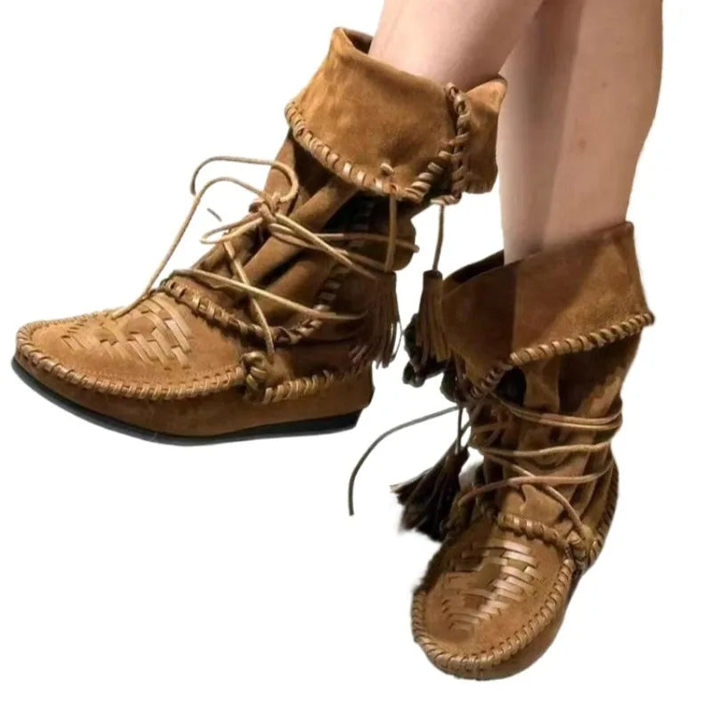 Woman Western Boots Ankle Suede Fashion Women Shoes Autumn 2025 Designer Trendy Goth Chelsea Botas Soft Round-toed Shoes Woman