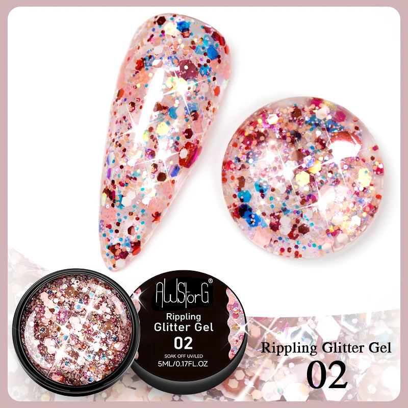 BOZLIN Chameleon Flake Gel Nail Polish Spring Color Sparkling Sequins Soak Off UV Glitter Gel Varnish Nail Art Decoration 5ML