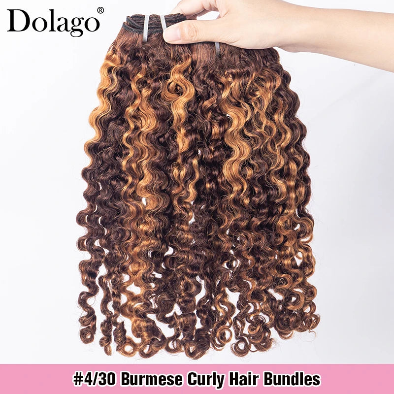 Highlight Bundles Human Hair Ombre Colored Burmese Curly Hair Bundles Chocolate Brown 30 27 Honey Blonde Bundles Human Hair