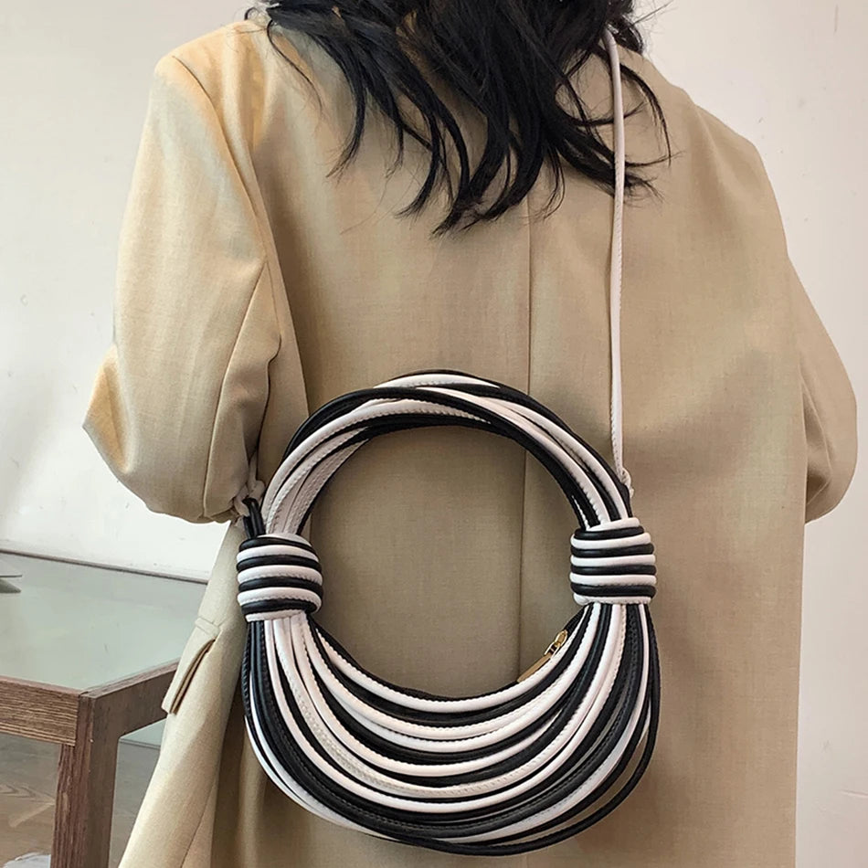 Luxury Genuine Bags Purses for Women Noodle Knot Design Dinner Wedding Party Clutch Bag High Quality Handbags Crossbody Bag2024