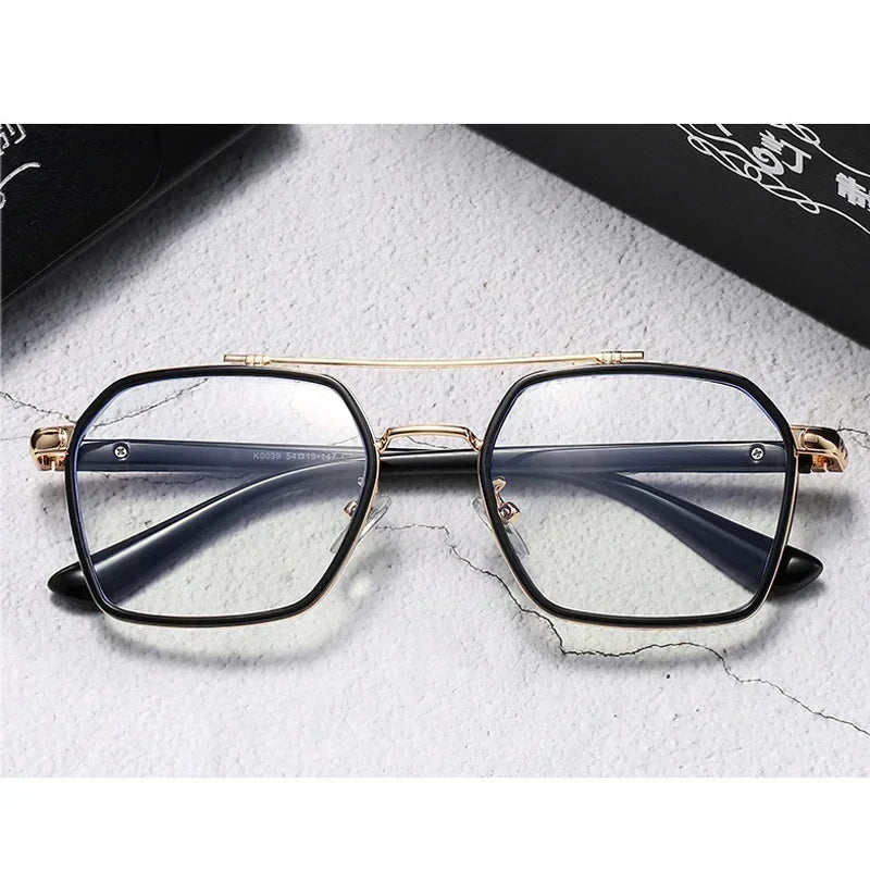 Vintage Square Glasses Woman Man Transparent Anti Blue Light Computer Eyewear Clear Lens Retro Metal Eyeglasses Frame Unisex