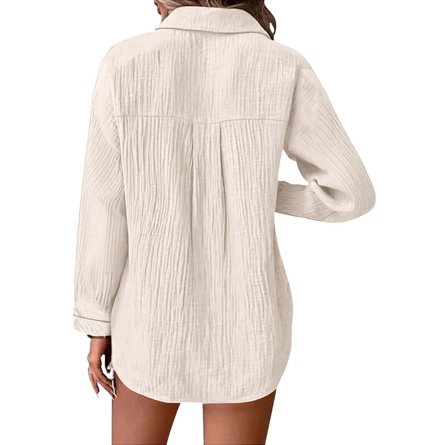 Casual Fashion Shirts For Women Autumn Long Sleeve Lapel Button Solid Color Shirt Top Casual Loose Women's Blouse