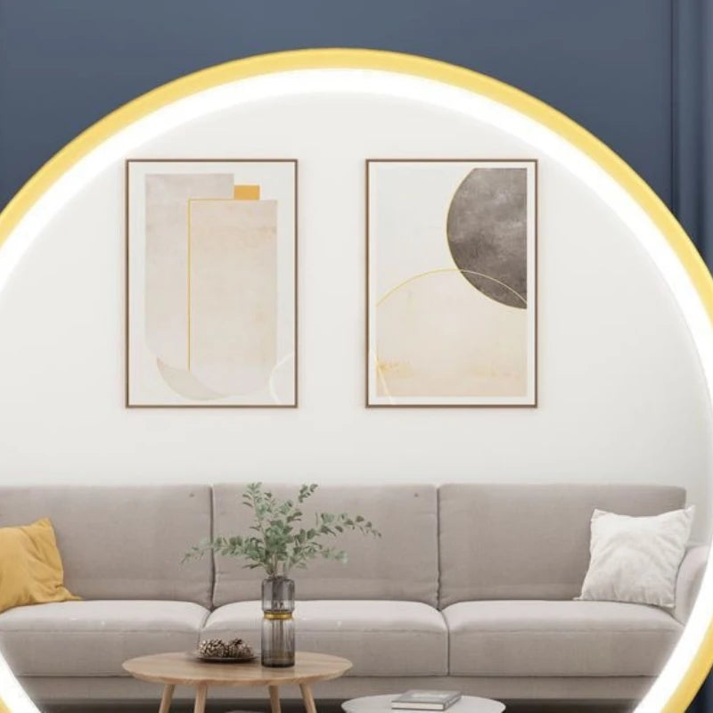 Led Makeup Home Decor Decorative Mirrors Photography Aesthetic Gold Toilet Mirrors Round Plastic Home Espejo Cosmético MHHZJ