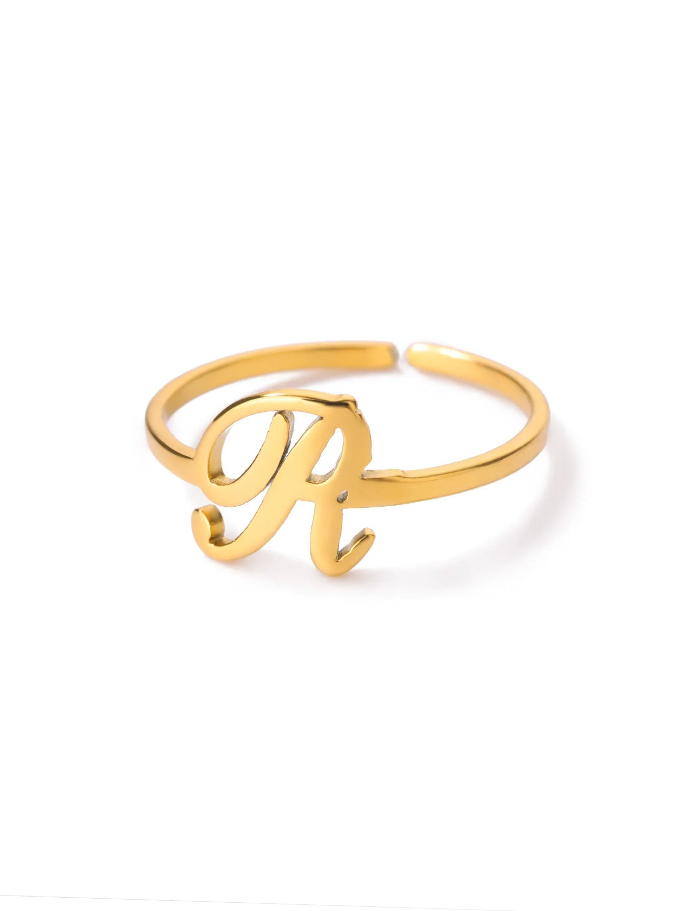 26 English Letter Initial Rings For Women Gold Color Adjustable Stainless Steel Ring Wedding Fashion Jewelry Best Friend Gift