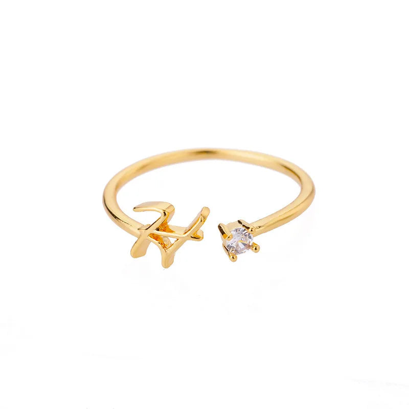 Tiny Initial Letter Rings For Women Stainless Steel A-Z Letters Adjustable Ring Female Christmas Aesthetic Jewelry bijoux femme