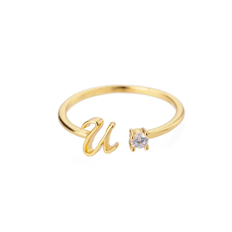Tiny Initial Letter Rings For Women Stainless Steel A-Z Letters Adjustable Ring Female Christmas Aesthetic Jewelry bijoux femme