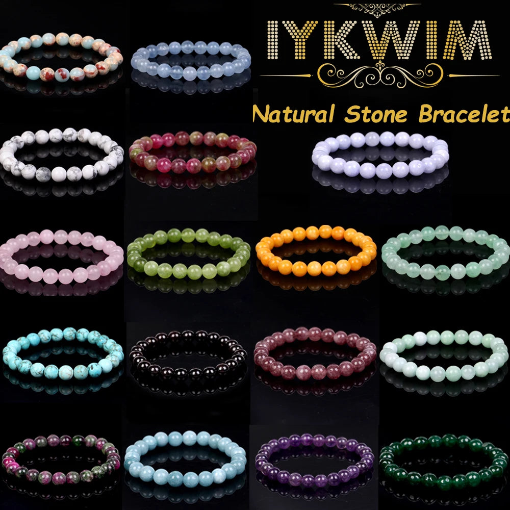 Natural Stone Bracelet Aquamarines Beads Jewelry Gift For Men Magnetic Health Protection Women Elastic Thread 6 8 10mm