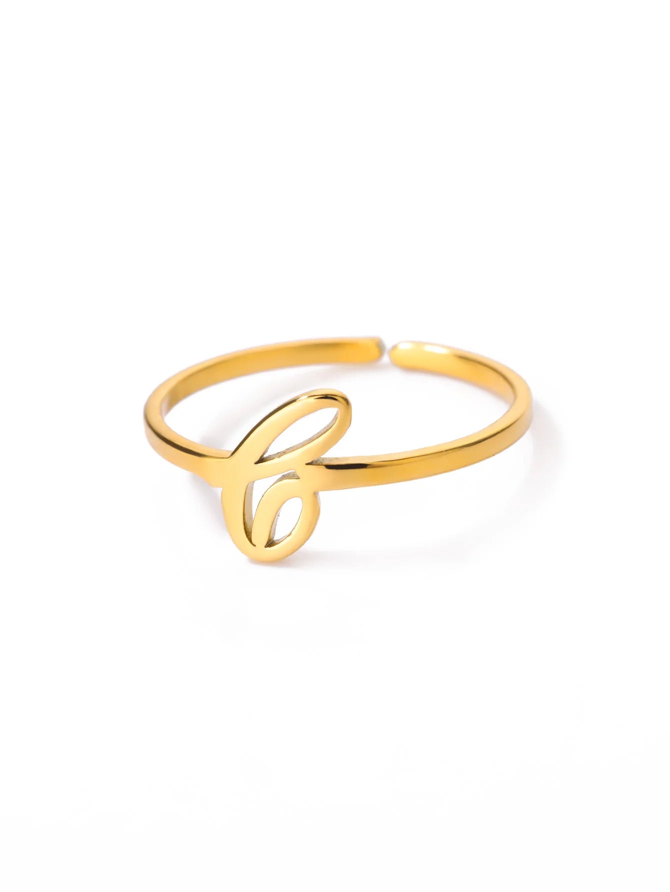 26 English Letter Initial Rings For Women Gold Color Adjustable Stainless Steel Ring Wedding Fashion Jewelry Best Friend Gift