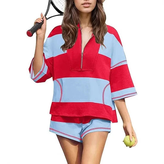Casual 2 Piece Set Outfit For Women Summer Fashion Comfort Sports Cropped T Shirts Tops And Shorts Commuting Sports Shorts Sets