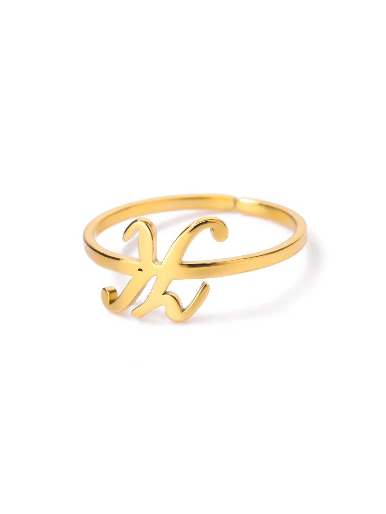 26 English Letter Initial Rings For Women Gold Color Adjustable Stainless Steel Ring Wedding Fashion Jewelry Best Friend Gift