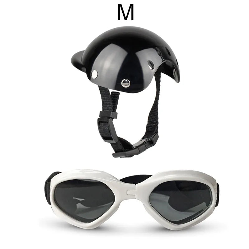 Pet Safety Suit Motorcycle Dog Helmet With Sunglasses Cool Fashion Cool Pet Dog Hat Helmet S/M Size Pet Protect Ridding Cap