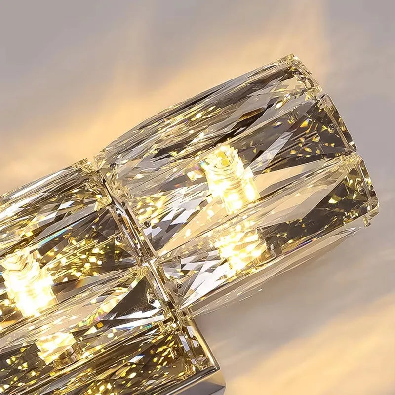 Luxury Crystal LED Bedroom Wall Lamps Indoor Lighting Chrome Glass Sconces Fixtures Modern Living Room TV Background Wall Lights