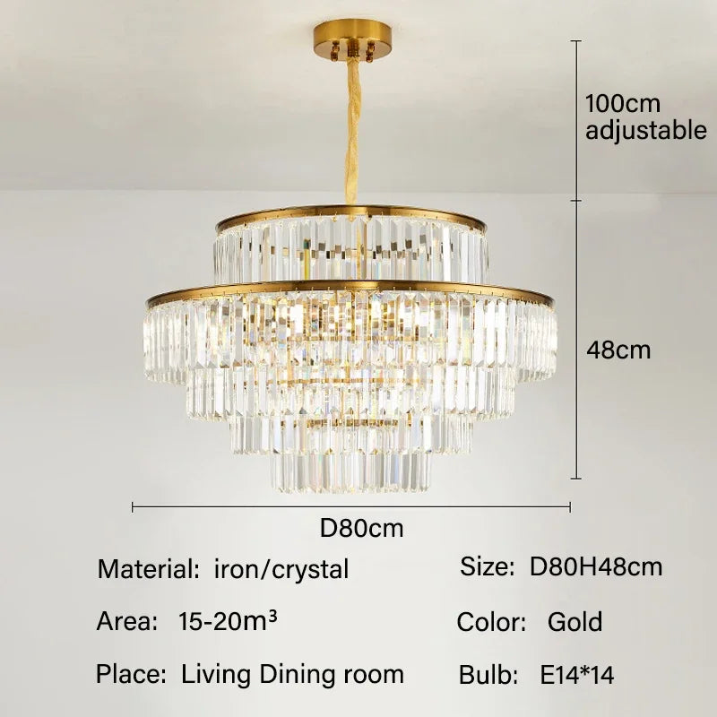 Luxury Crystal LED Pendant Lights Villa Living Room Lighting Decor Lustre Chandelier Lamp Indoor Hotel Hanging Lights Fixture