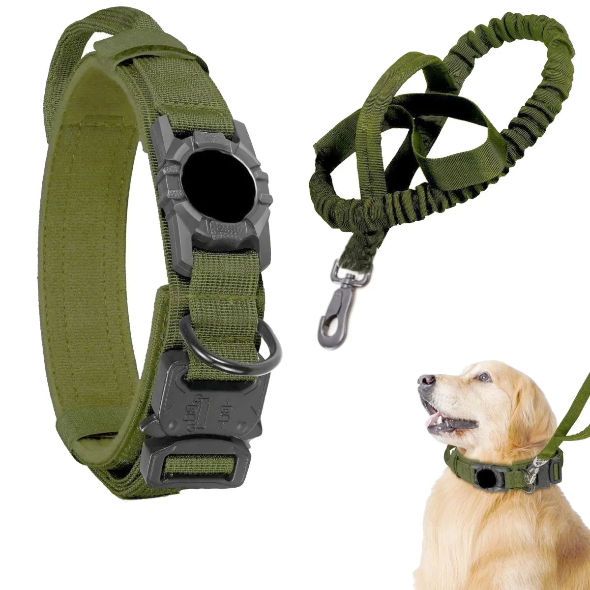 Adjustable Nylon AirTag Holder Dog Collar Metal Buckle Pet Tactical Collar Dog Accessories Anti Last and Pet Dogs Tracing Safe