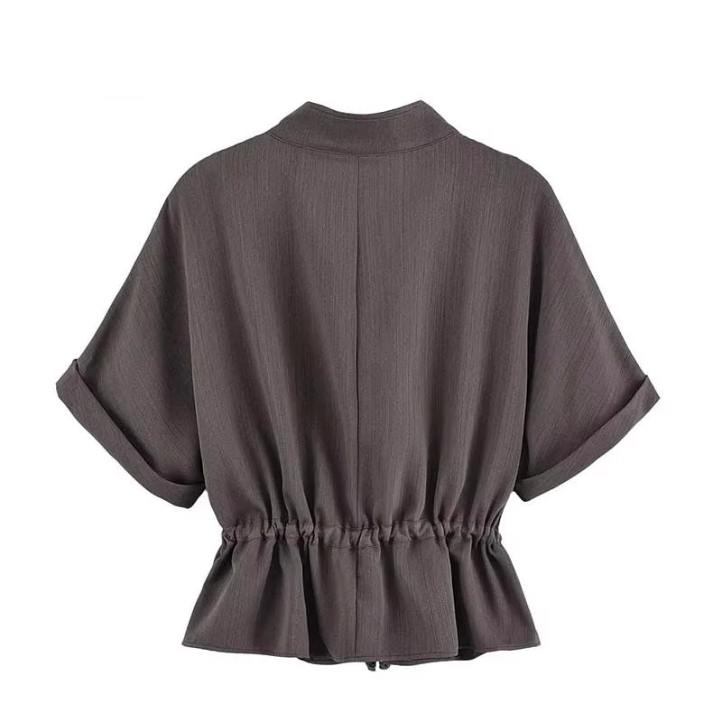Casual Pants 2 Pieces Sets For Women Short Sleeve Coat High Waist Trousers Women's Suit 2025 Two Pieces Loose Woman Outfits