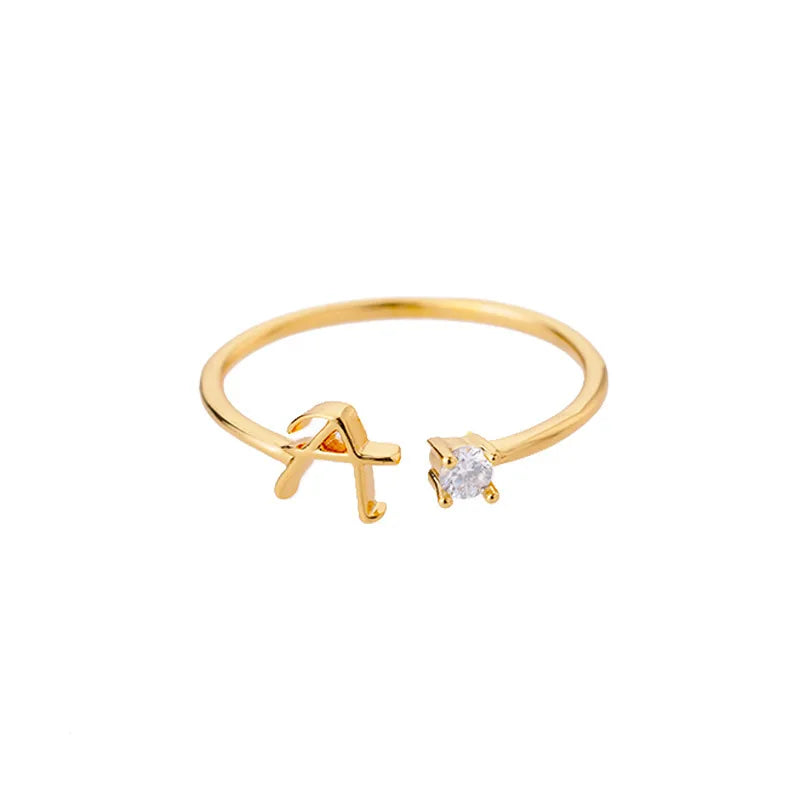 Tiny Initial Letter Rings For Women Stainless Steel A-Z Letters Adjustable Ring Female Christmas Aesthetic Jewelry bijoux femme