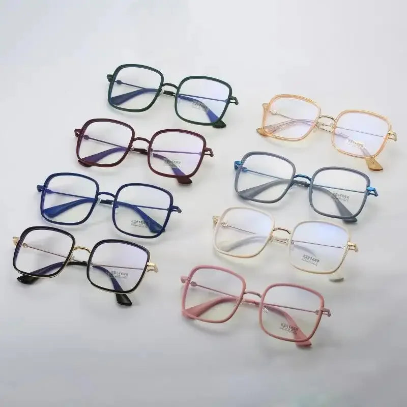Large Square Frame Woman Glasses Ins Girl Fashion Transparent Reading Glass High-definition Anti-blue Light Computer Eyeglass