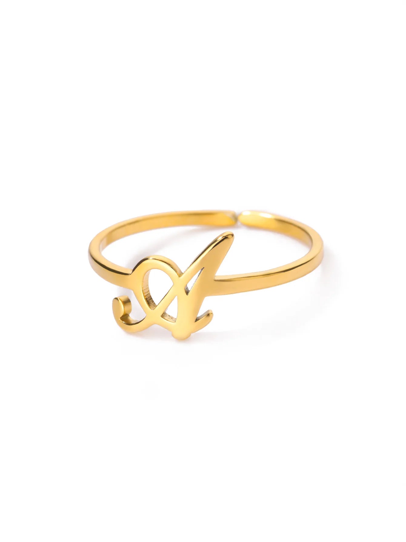 26 English Letter Initial Rings For Women Gold Color Adjustable Stainless Steel Ring Wedding Fashion Jewelry Best Friend Gift