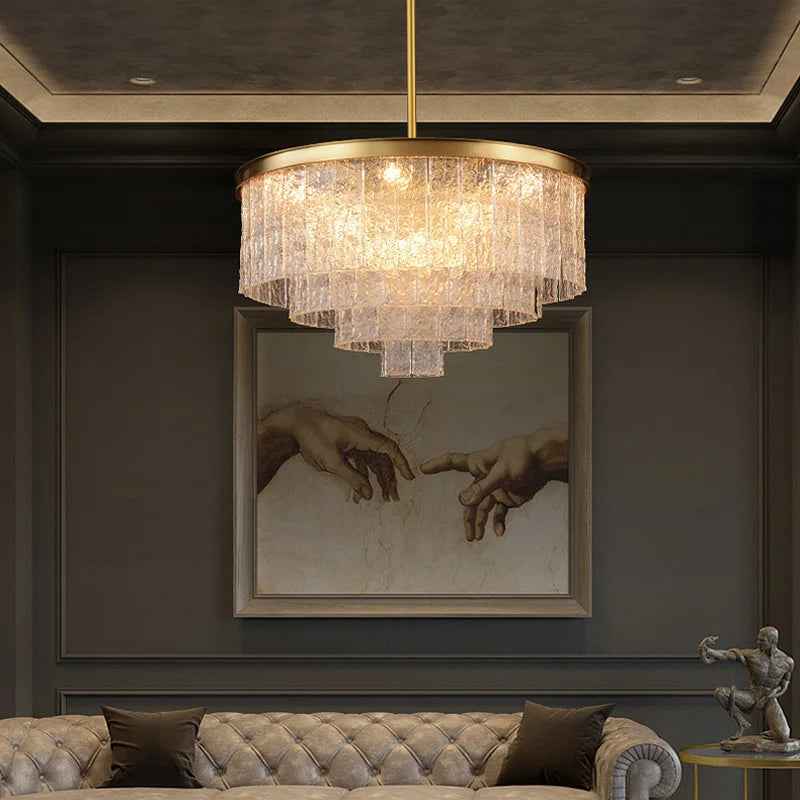 Luxury Crystal Led Chandelier Ceiling Lights for Living Room Modern Golden Pendant Hanging Lighting Lamps Pendant Light Fixtures