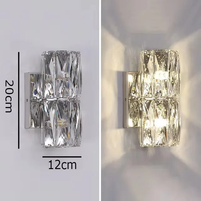 Luxury Crystal LED Bedroom Wall Lamps Indoor Lighting Chrome Glass Sconces Fixtures Modern Living Room TV Background Wall Lights