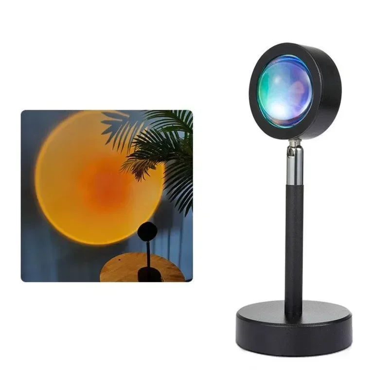 Sunset Lamp Projection with Rotation,Rainbow LED Light,Romantic Visual Night Light,USB Powered,Modern Floor Stand for Home Decor