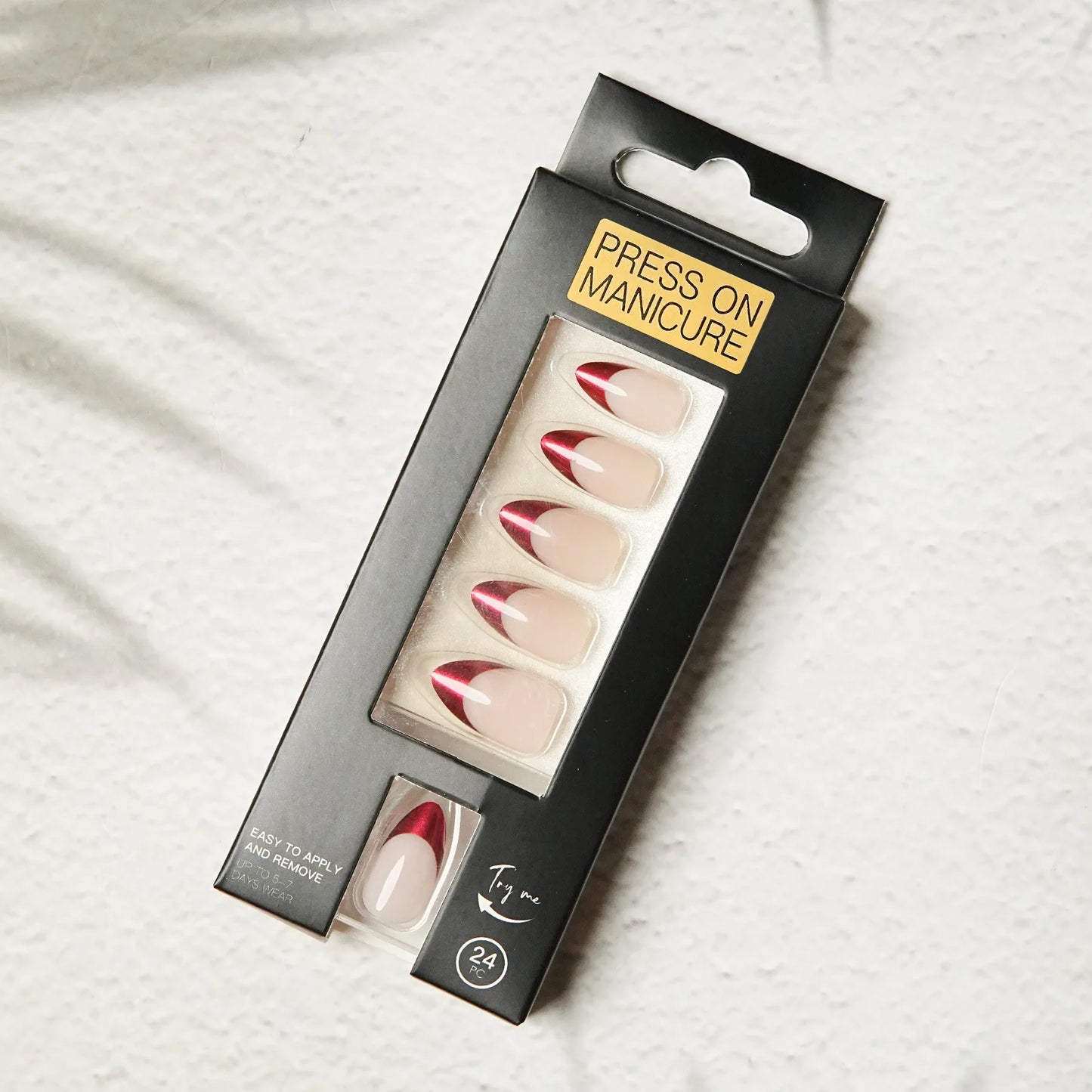 Press on Nails Almond French Design False Nails Simple Design Acrylic Nail Tips Reusable Fake Nails Decorated Nail Art
