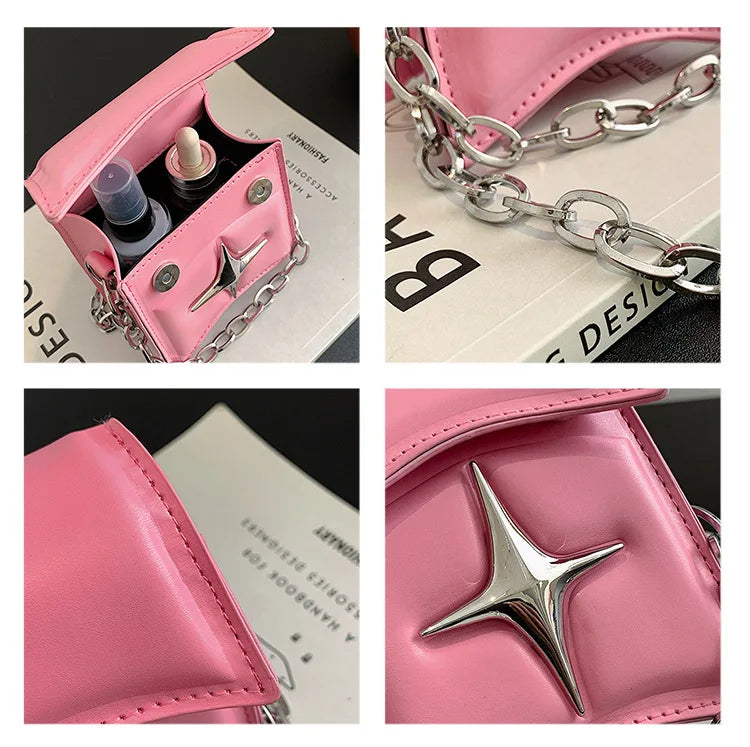 Fashion Star Small Purses for Women Vintage Chain Shoulder Bag Ladies Crossbody Bags Y2k Cool Girls Design Handbags Flap Bag