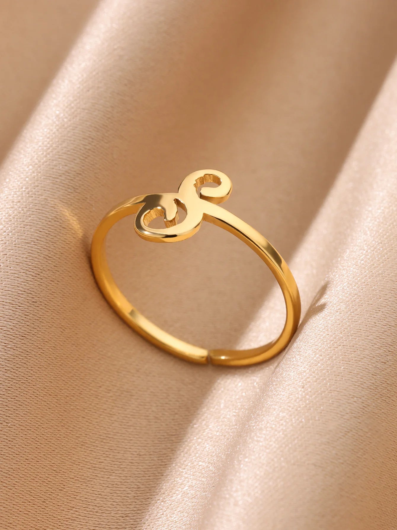 26 English Letter Initial Rings For Women Gold Color Adjustable Stainless Steel Ring Wedding Fashion Jewelry Best Friend Gift