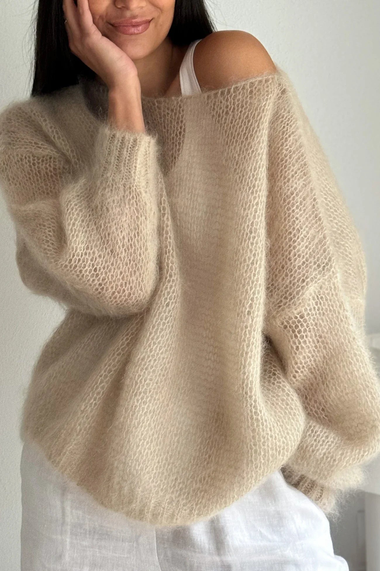 Women'S Casual Sweater Soft Comfortable Off Shoulder Pullover in Light Blue Perfect for Spring Fall Casual Attire Casual S
