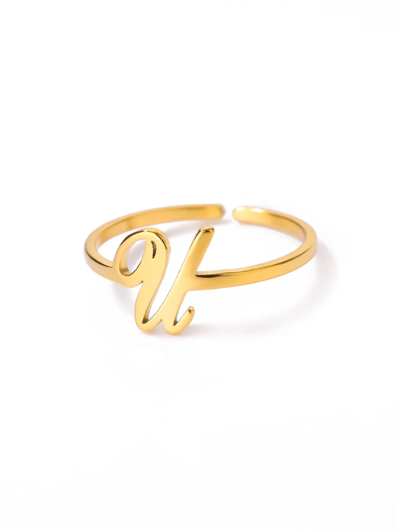 26 English Letter Initial Rings For Women Gold Color Adjustable Stainless Steel Ring Wedding Fashion Jewelry Best Friend Gift