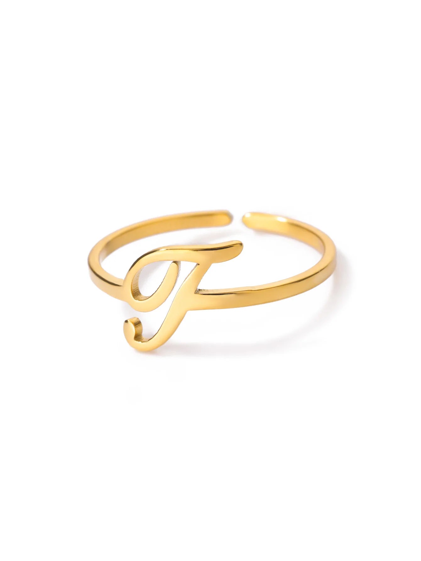 26 English Letter Initial Rings For Women Gold Color Adjustable Stainless Steel Ring Wedding Fashion Jewelry Best Friend Gift