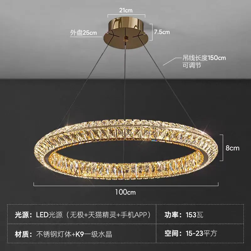 Luxury Crystal LED Pendant Lights Villa Living Dining Room Lighting Decor Lustre Chandelier Lamp Indoor Hotel Bar Lights Fixture