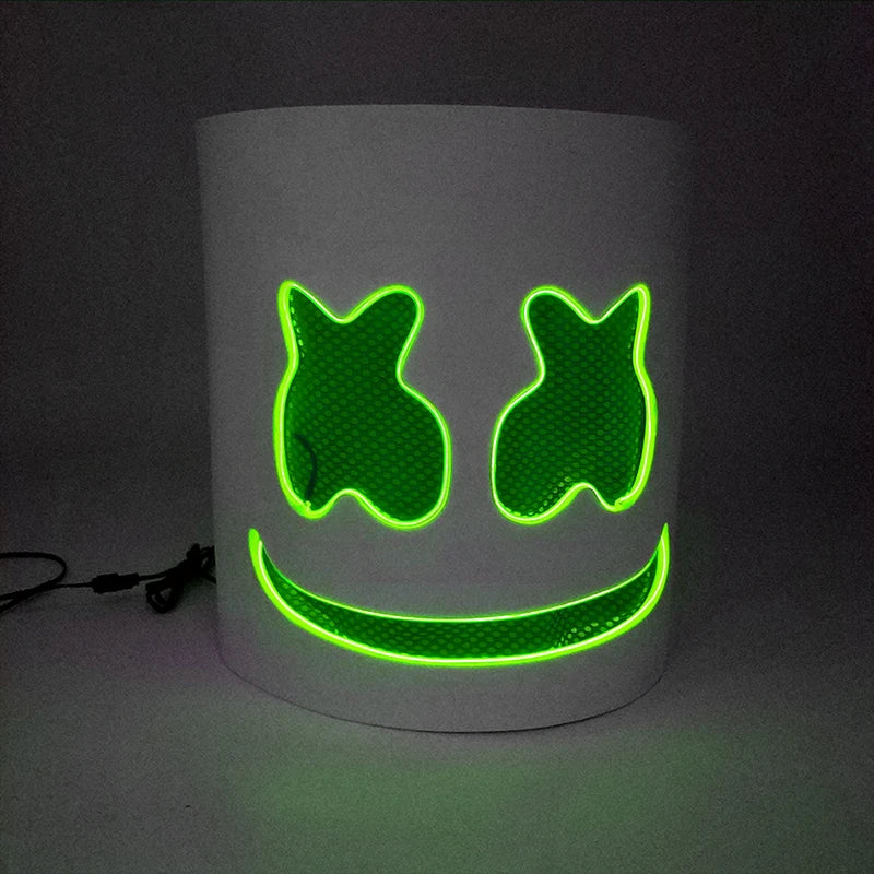 LED DJ Mask Headgear Lifelike Marshmello Mask Breathable Helmet Mask Carnival Festival Halloween Party Props Cosplay.Costume
