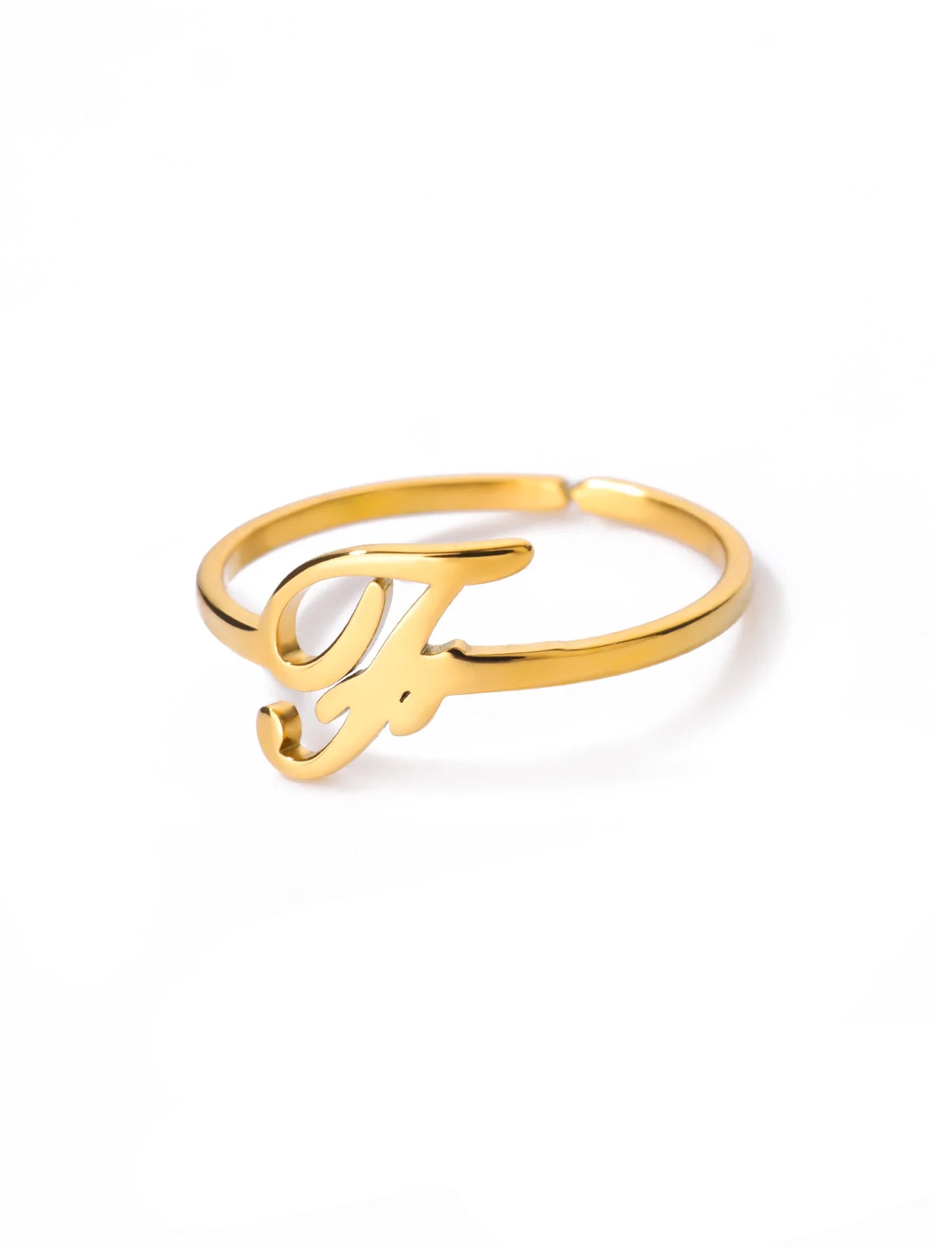 26 English Letter Initial Rings For Women Gold Color Adjustable Stainless Steel Ring Wedding Fashion Jewelry Best Friend Gift