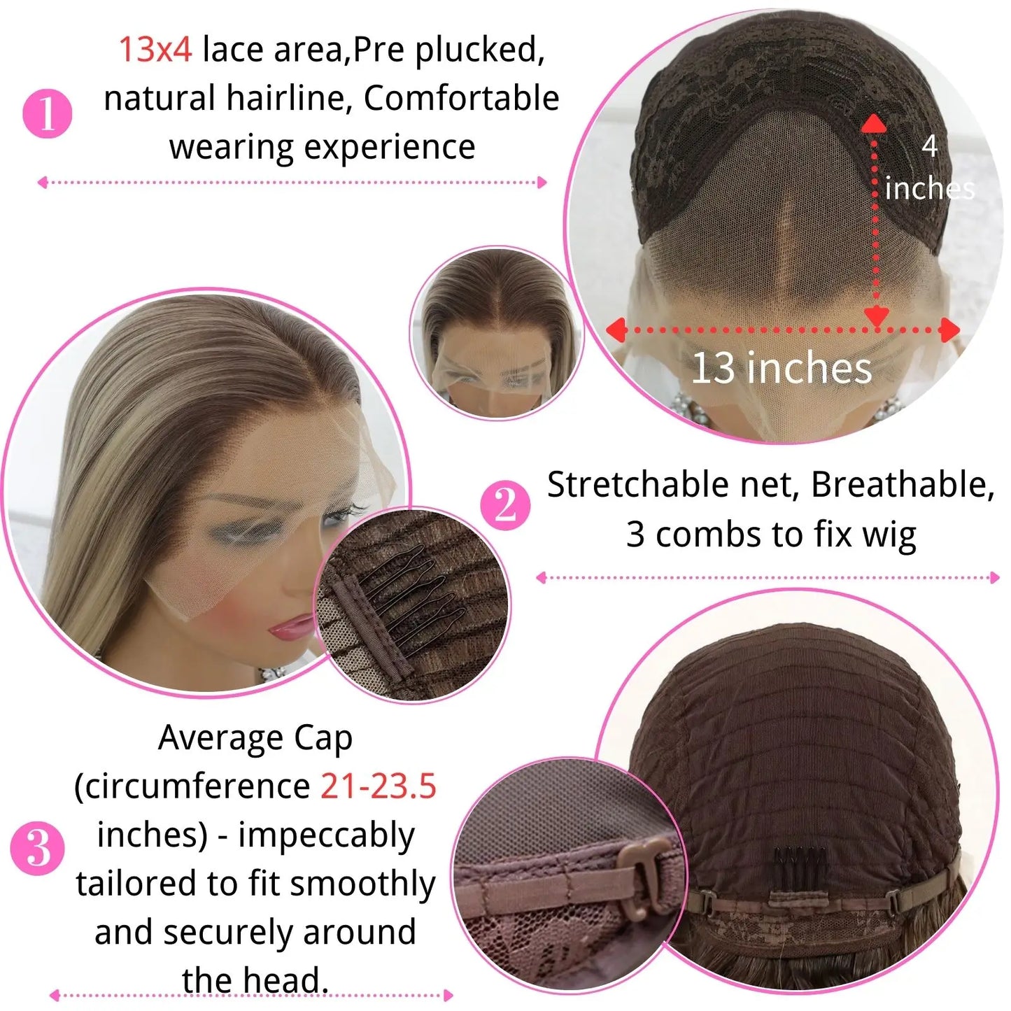 Ombre Highlight Blonde 13x4 Lace Front Wigs Glueless Long Wavy Brown Mixed Honey Blonde Synthetic Lace Front Wig for Women