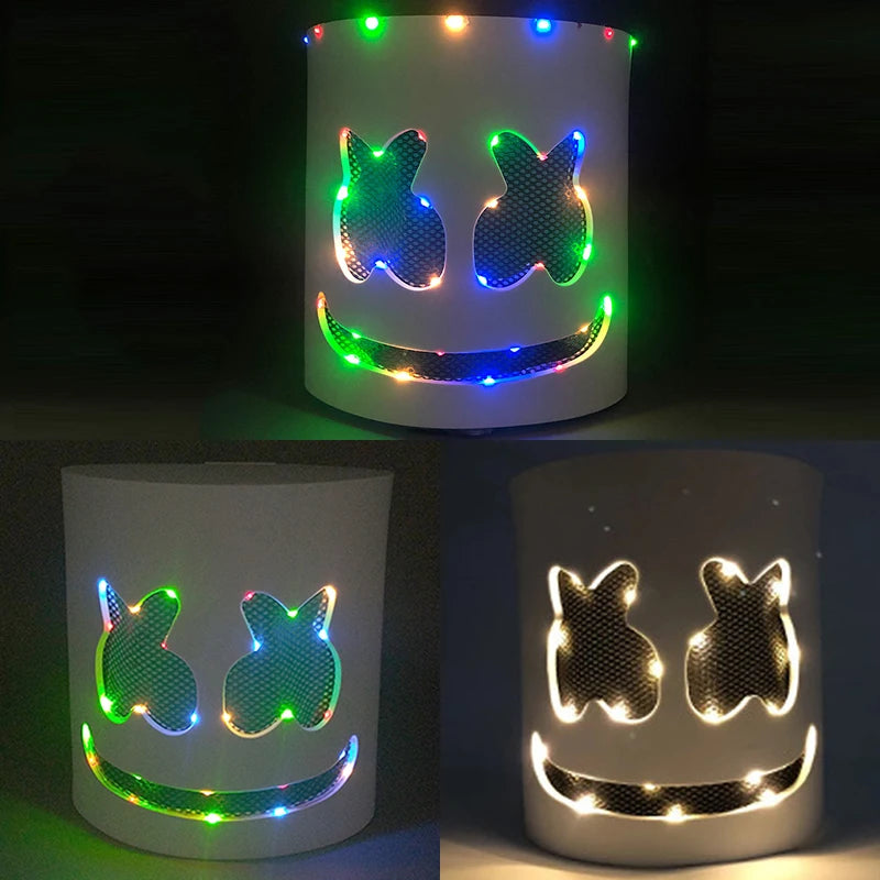 LED DJ Mask Headgear Lifelike Marshmello Mask Breathable Helmet Mask Carnival Festival Halloween Party Props Cosplay.Costume