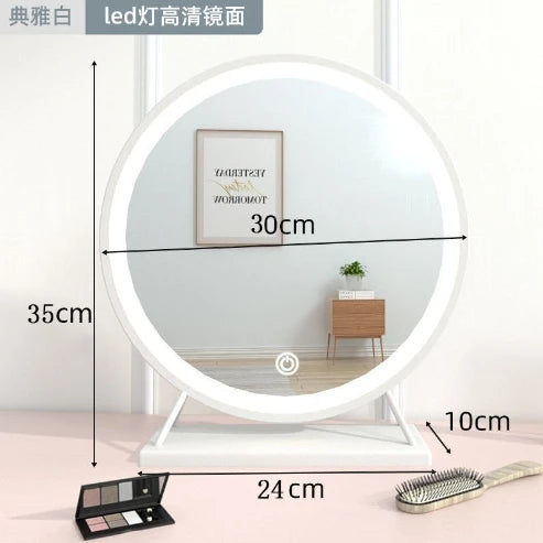 Led Makeup Home Decor Decorative Mirrors Photography Aesthetic Gold Toilet Mirrors Round Plastic Home Espejo Cosmético MHHZJ