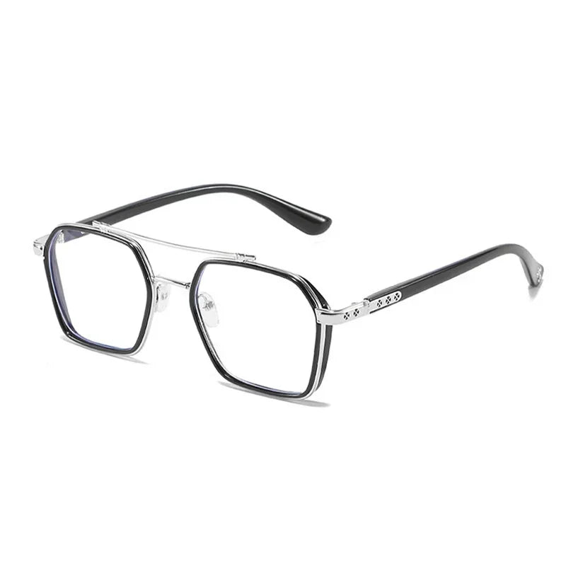 Vintage Square Glasses Woman Man Transparent Anti Blue Light Computer Eyewear Clear Lens Retro Metal Eyeglasses Frame Unisex