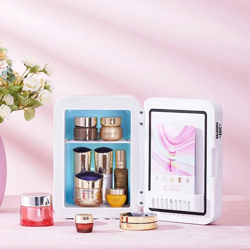 4L Mini Fridge Camping Cosmetics Portable Small Mirror Refrigerators for The Room Student Dormitory Makeup Home and Car Dual-use