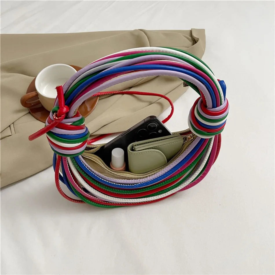 Luxury Genuine Bags Purses for Women Noodle Knot Design Dinner Wedding Party Clutch Bag High Quality Handbags Crossbody Bag2024