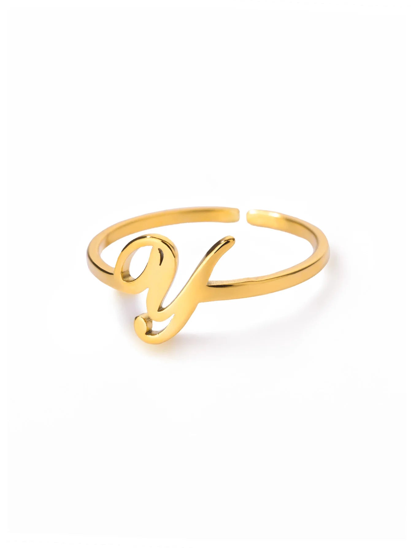 26 English Letter Initial Rings For Women Gold Color Adjustable Stainless Steel Ring Wedding Fashion Jewelry Best Friend Gift