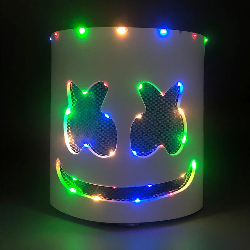 LED DJ Mask Headgear Lifelike Marshmello Mask Breathable Helmet Mask Carnival Festival Halloween Party Props Cosplay.Costume